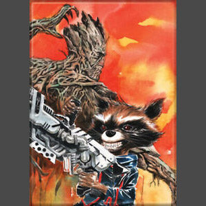 Guardians Rocket and Groot on Orange Magnet