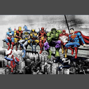 Superheroes Lunch on a Skyscraper Poster